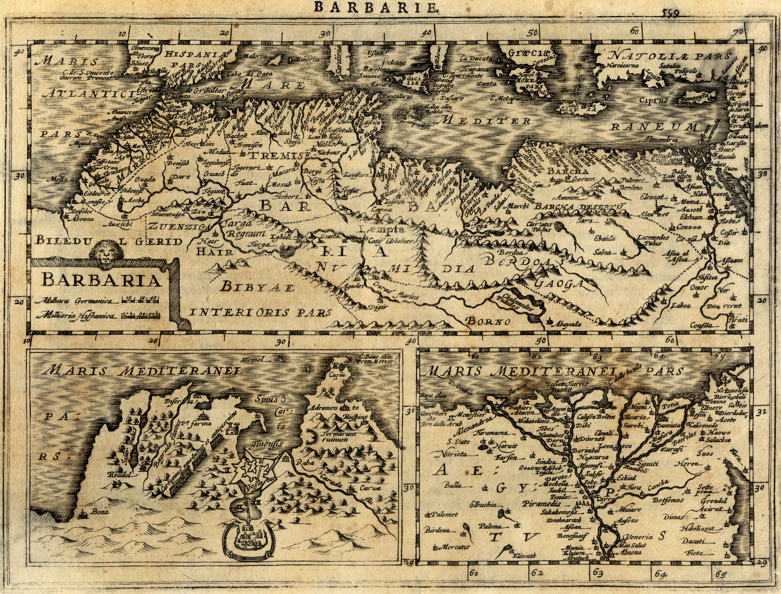 carte ancienne / old map - Barbarie (Maroc, Algeria, Tunisie, Lybia) - Mercator - 1630